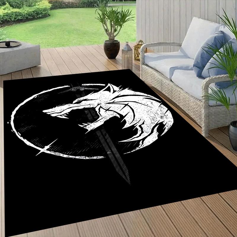 1pc Viking wolf pattern Print, Design Indoor Area Rug - Soft, Anti-Slip, and Durable Gaming Room Decor for Bedroom, Living Room