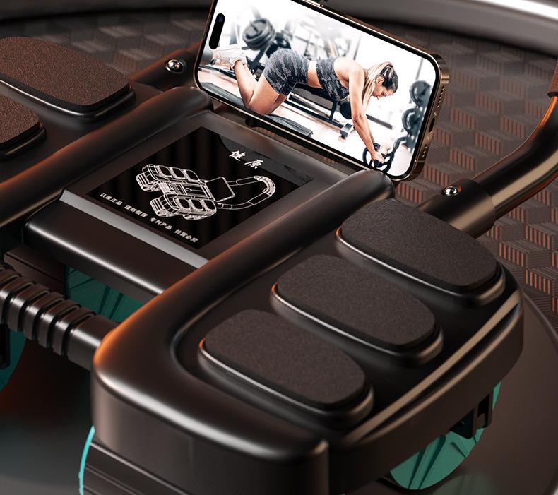 Intelligent 4-Wheel Abdominal Muscle Trainer with Automatic Rebound and Six Elbow Supports