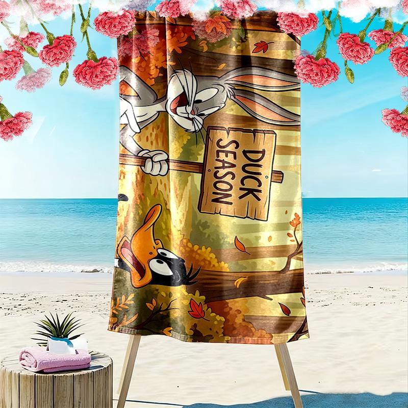 Looney Tunes Print Beach Towel, Large Soft Quick Dry Towel for Beach Camping Swimming