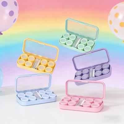 Large Contact Lens Case Set with Tool Kit 4 Slots Eyes Contact Lenses Box Container Cute Candy Color Storage Case Gift for Girls