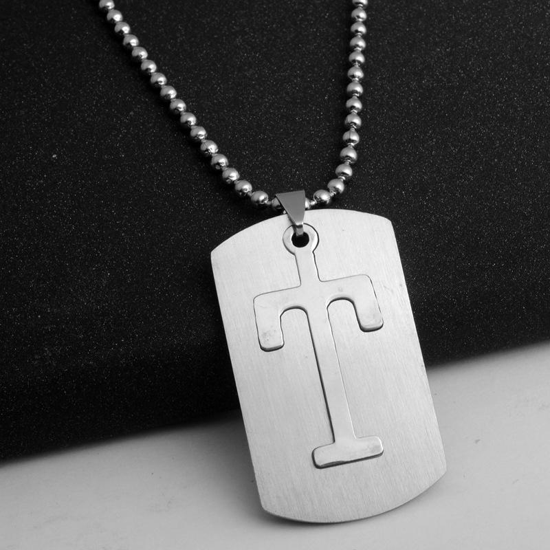 HNSP Stainless Steel Initials Pendant Chain Necklace For Men Women 26 Letter Name Accessories