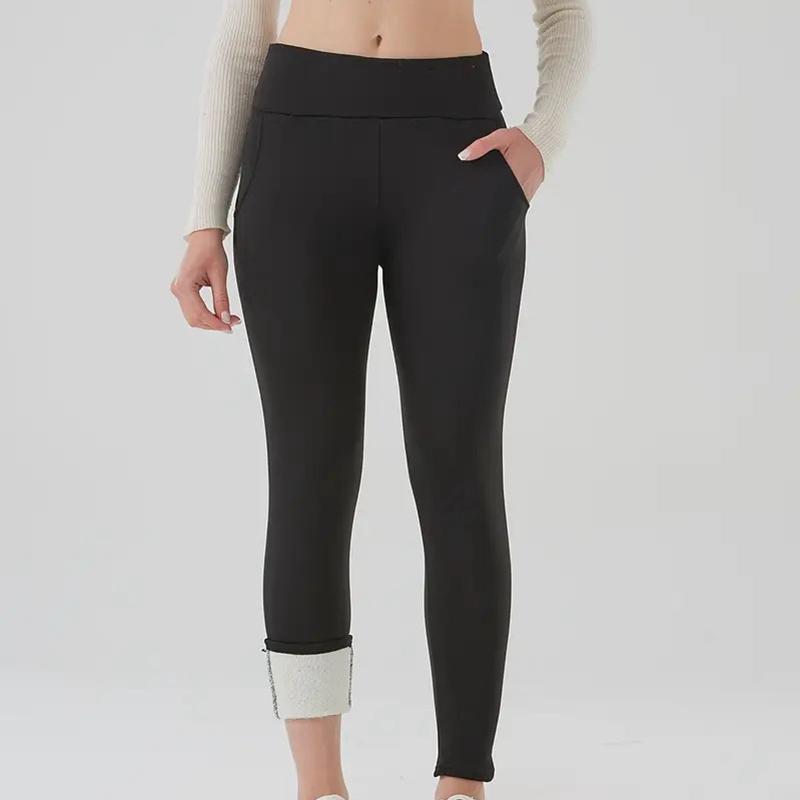 Women's Thickened Winter with Pocket High Waisted Fleece-Lined Leggings for Outdoor Casual Warmth and Cold Protection