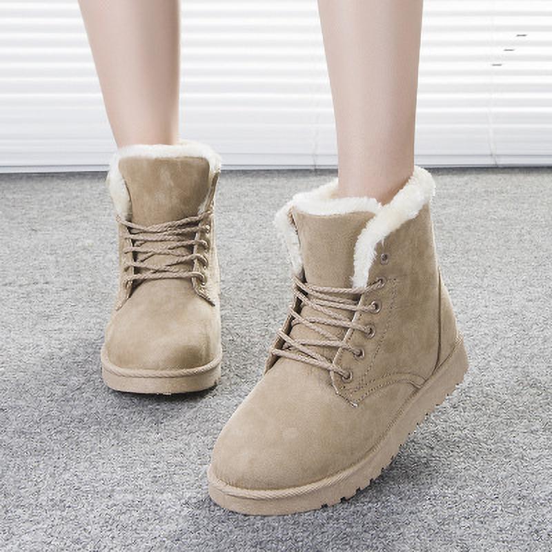 Thickened Shoes Fleece Casual Short Tube Winter Boots Women Comfortable Warm Large Size Rubber Snow Boots