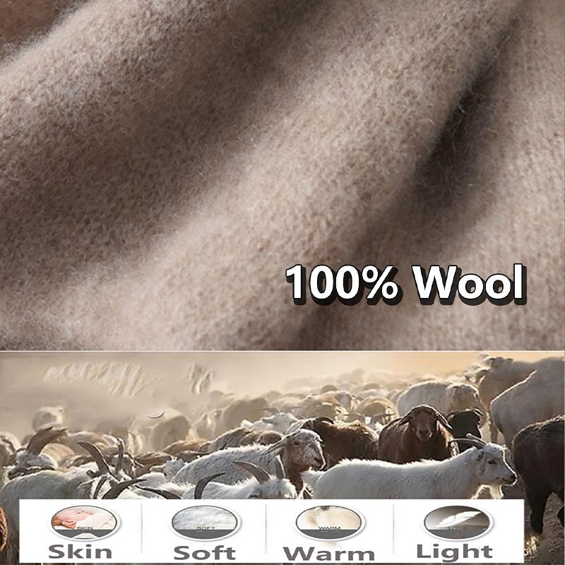 100% Wool Knitted Long Scarf For Women Winter Autumn Soft Warm Solid Luxury Cashmere Shawls Neck Protect Scarves Men 170cmx11cm