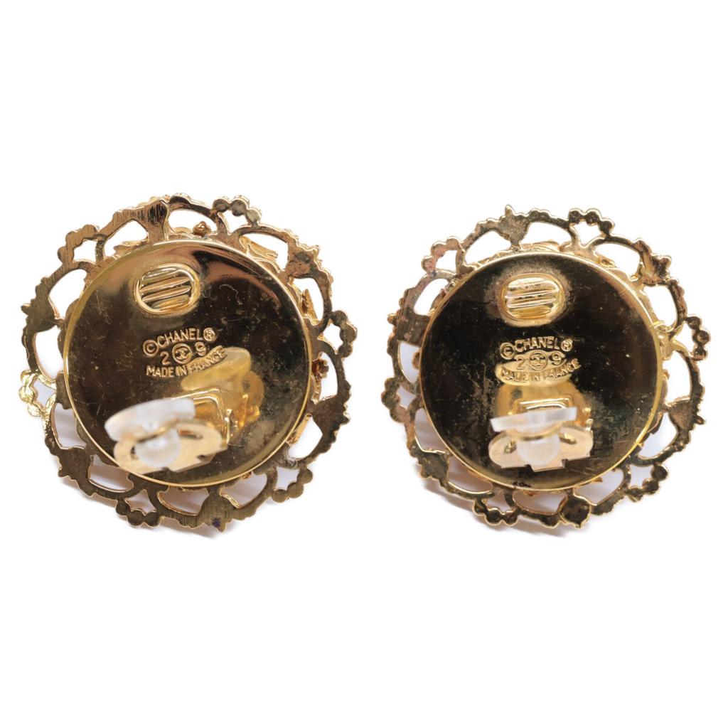 CHANEL 2 9 Vintage CC Logos Faux Baroque Pearl Lava Earring goldUsed