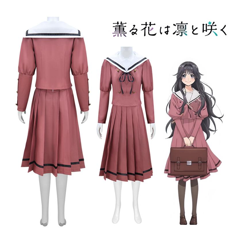 Anime The Fragrant Flower Blooms with Dignity Kaoruko Waguri Cosplay Costume Red JK Skirt School Uniform for Women Girls Costume
