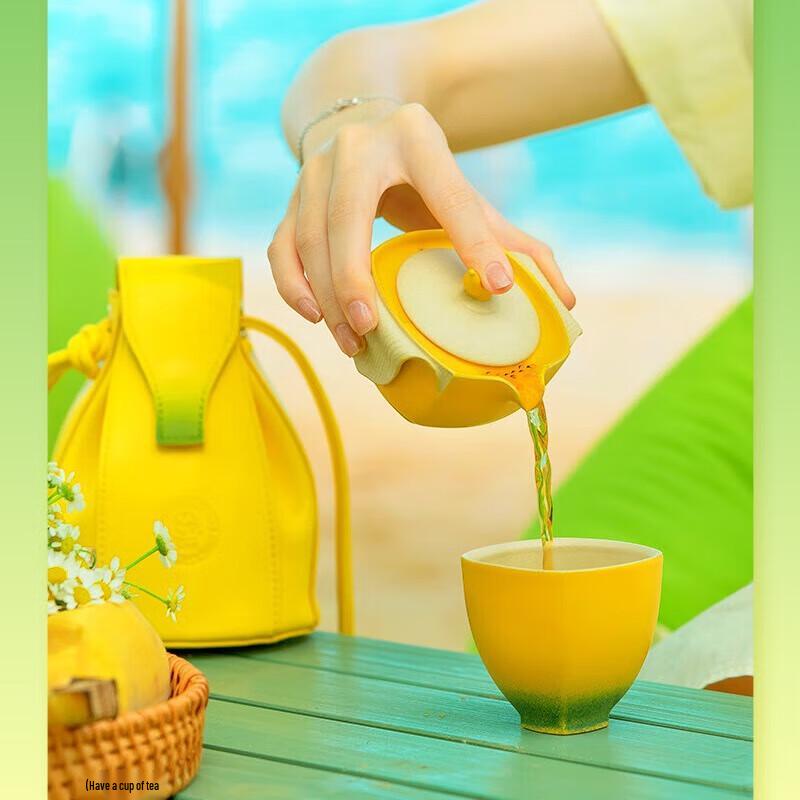 Edenus Ceramic Travel Tea Set - Quick Tea Cup with Portable Bag