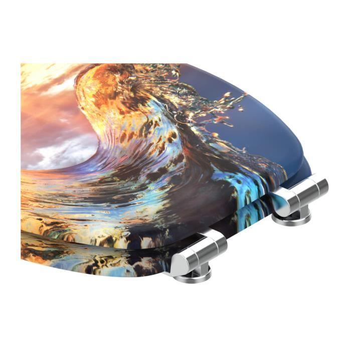 Abattant WC - Wave - Soft Close - Bois - Fixation universelle - Antibactérien