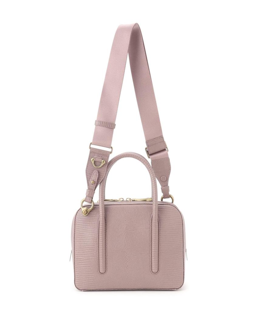 Sac à main Toff & Loadstone Jolly Mini Boston Lézard avec Bandoulière, Cuir Gaufré, Taille Unique, Marron et Rose Poussiéreux