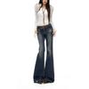 American dark blue micro-pull jeans women's autumn new Spice Girl low-rise elastic thin flared pants
