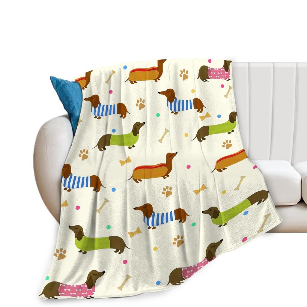 Dackel Decke Superweiche Fleece Überwurfdecke Warm und Kuschelig Leichte Bettdecke für Couch, Sofa, Camping und Reisen