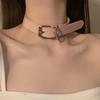 Gothic Punk Belt Buckle Choker Necklace Dark Durable PU Leather Jewelry for Men Women Music Festival Outfit