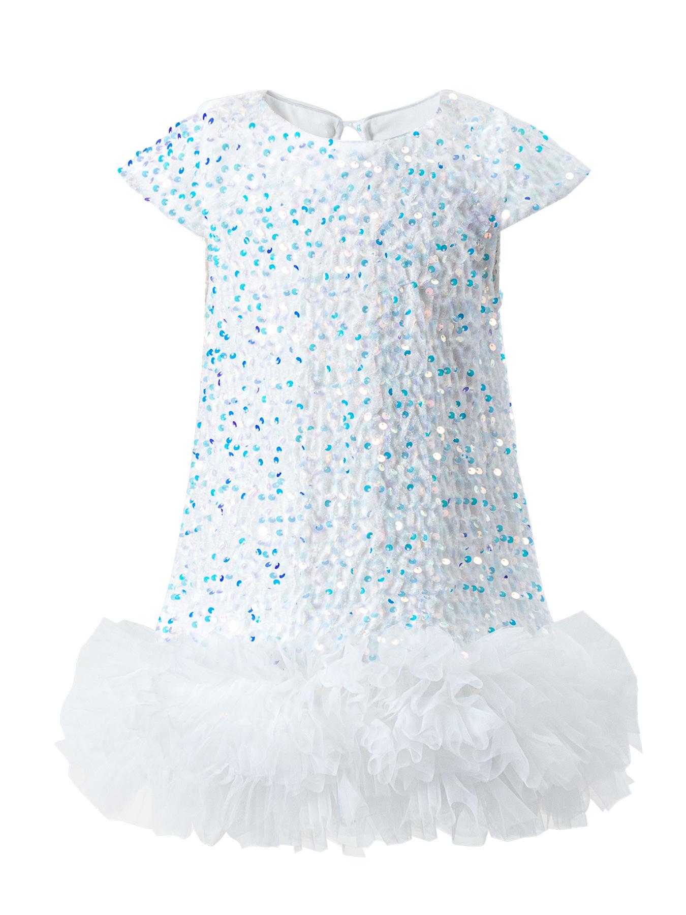 

Європейська та американська вечірня сукня з сітчастими вставками з паєтками 120cm