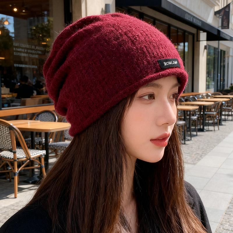

Плюшевая шапка-бини для женщин, корейская версия, универсальная, подчеркивающая лицо, теплая шапка, большой обхват головы, вязаная шапка-пуловер для холодной погоды M（56-58cm）