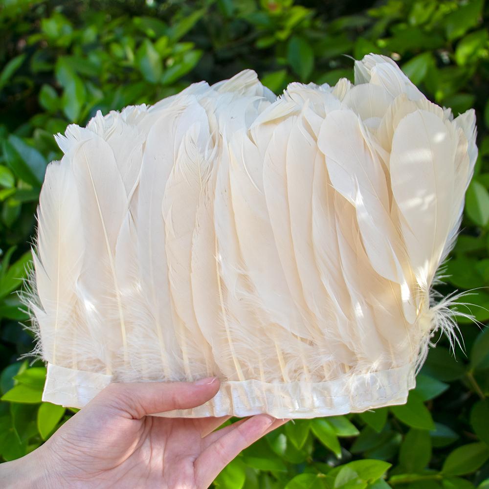 2 Meter Natural Dyed Goose Feather Trim Fringe Ribbon for Wedding Decor Costume Accessories DIY Crafts Gift Wrapping Supplies