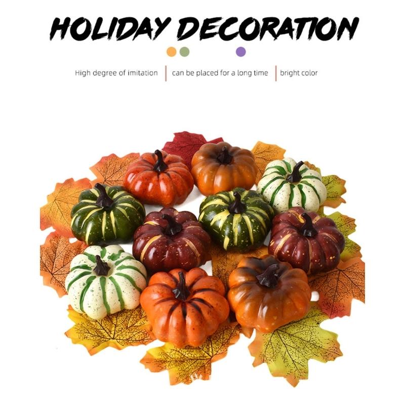 Set of 5 Artificial Pumpkin Miniature Sculpture High Simulation Design Outdoor Indoor Party Decoration Craft Ornaments