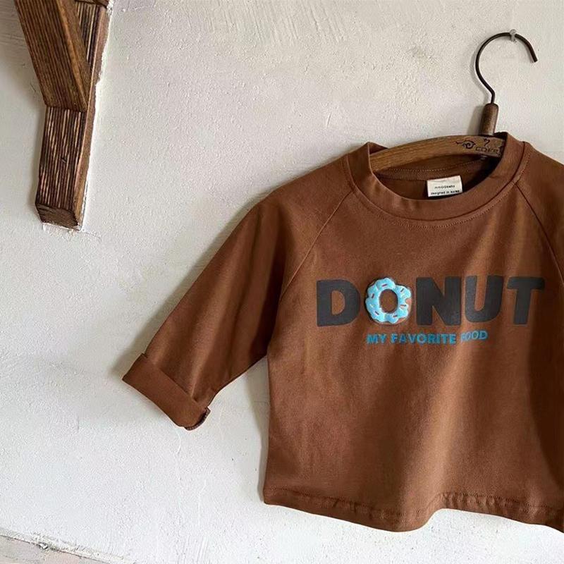 Children's Cotton Printed T-shirt Round Neck Long Sleeved Kids Top