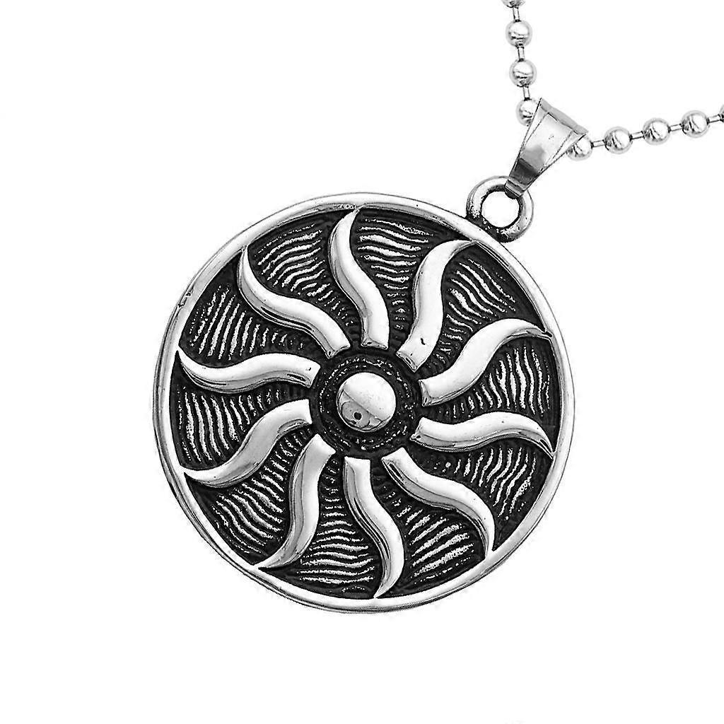 Fashion Sun-god 316L Stainless Steel Flame Pendant Necklace for Men Silver