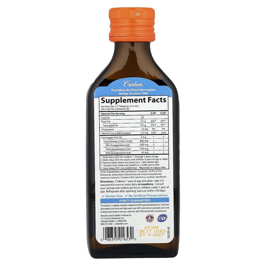 Children's, Norwegian, Premium Fish Oil, Natural Orange, 200 mL (6.7 Fl Oz), (2,300 mg per serving)