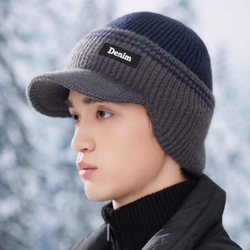 New winter velvet pullover hat outdoor cold protection ear protection baseball cap men's warm knitted wool hat
