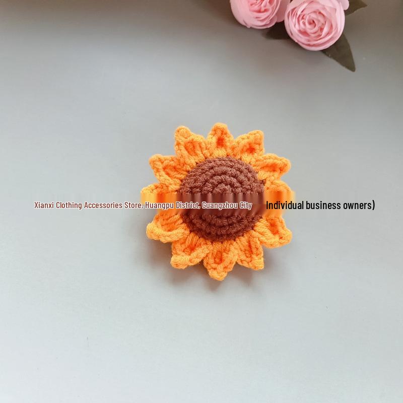 

Hand-Crocheted Sunflower Pendant Bag Accessory & Brooch