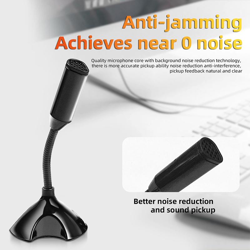 3.5Mm Laptop Microphone Usb Desktop Stand Mic With Holder For Studio Speech Singing Gaming Streaming