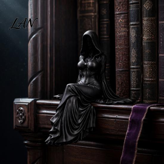 3D Printed Gothic Sculpture Reaper Goddess Figurine Ornaments, Dark Style Sculpture, Abstract Art Faceless Statue for Desktop Bookshelf Decor Durable
