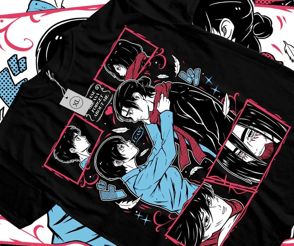 Attack On Titan Eren And Mikasa TShirt Girl Horror Anime AOT Tshirt Black S