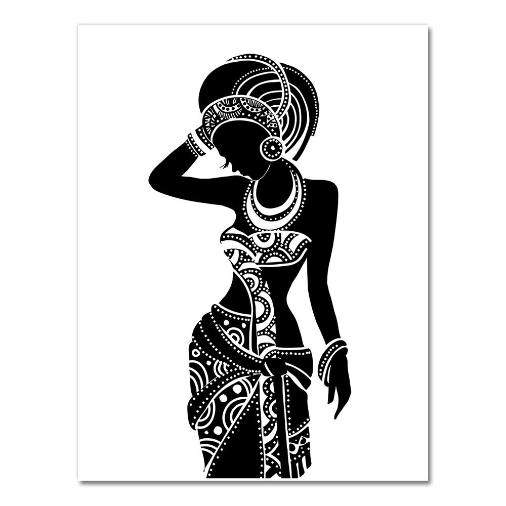 Beautiful Black Woman Canvas Art Print Poster, African Woman Art Canvas Painting Wall Pictures Home Decor 21X30CMNo Framed