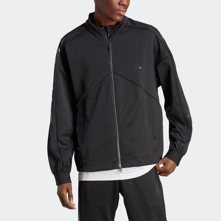 Adidas Solid Color Long Sleeve Zip Jacket Men Jackets Black HY3785