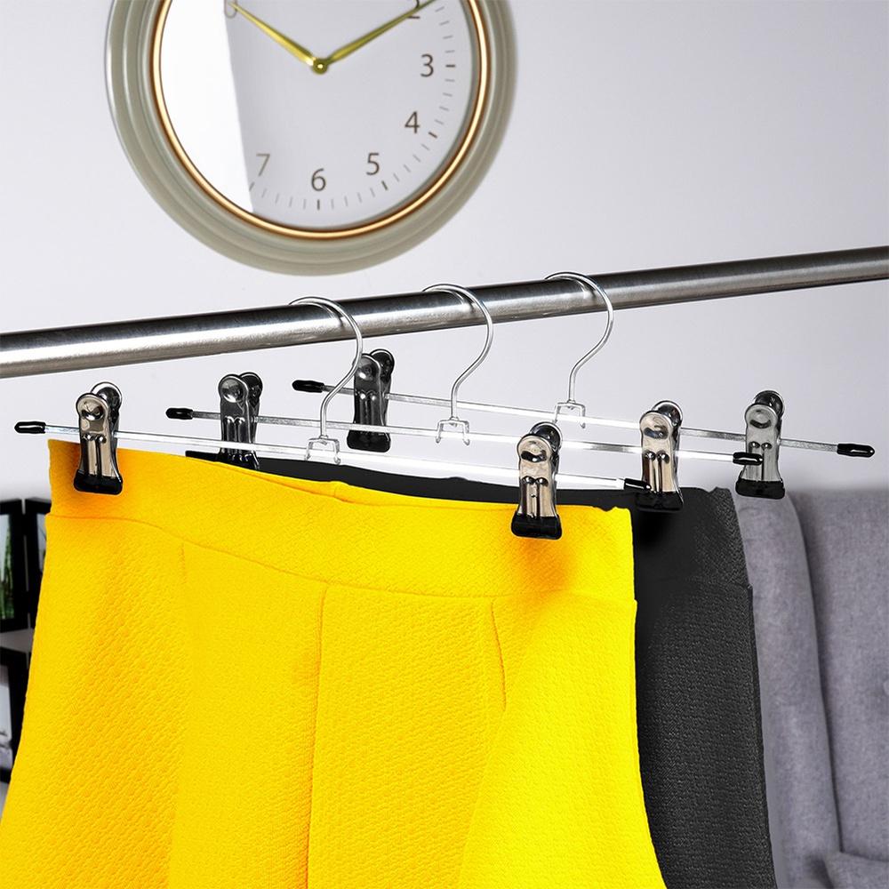 3x Metalowe Wieszaki na Ubrania z Klipsami do Szaf, Spodni, Spódnic