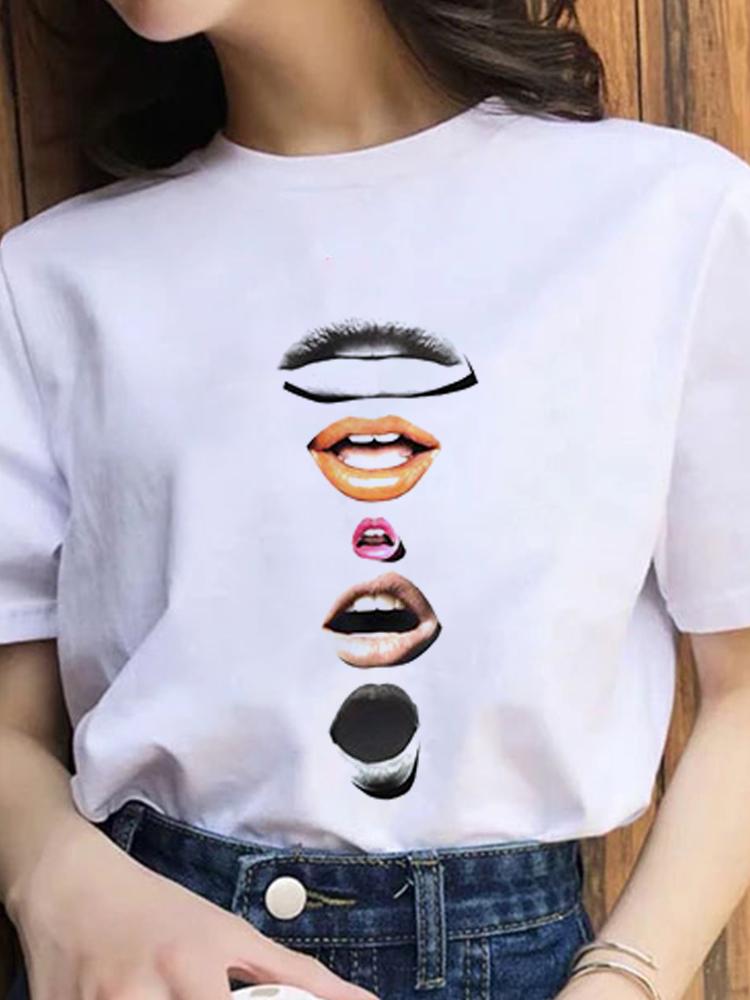 Women Fashion 2022 Cartoon Shirt Print Summer T-Shirts Female Sexy T-Shirt Aesthetic Clothes Summer Tops Trend Graphic T Top