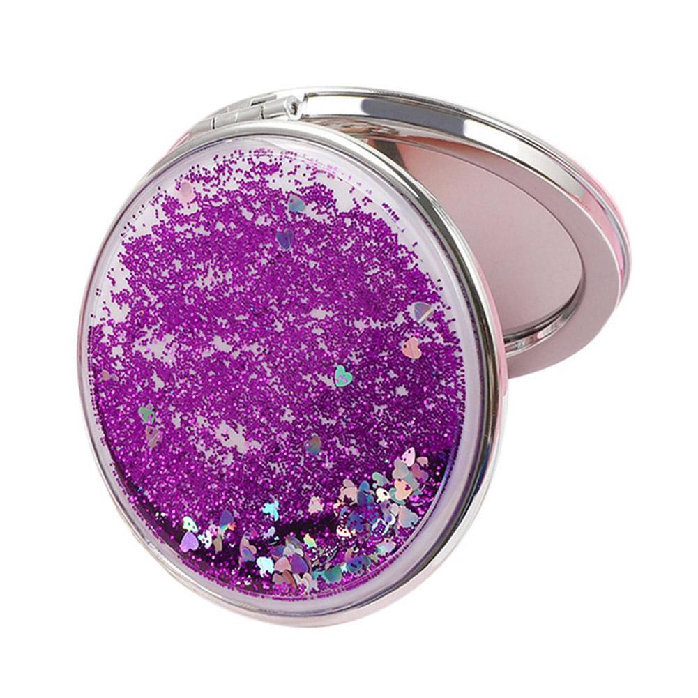 Creative Quicksand Small Mirror Portable Magnifying Standing Hand Vanity Cute Square Pocket Mak U0S8