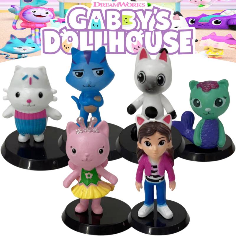 Dollhouse 6pcs Gabbys Cute Figure Model Toy Doll Pvc Ornament Kids Gift Decor