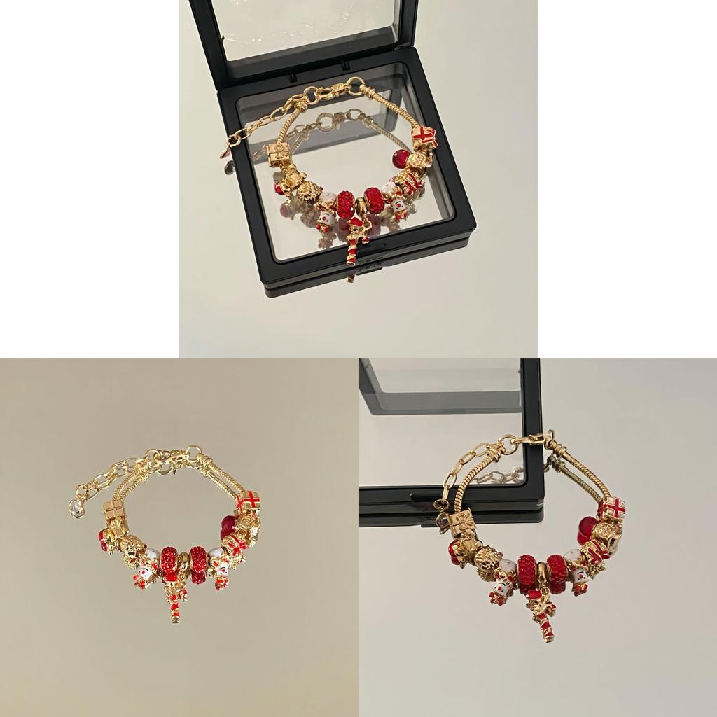 Christmas Beaded Bracelet For Women With Festive Charms Holiday Jewelry Gift