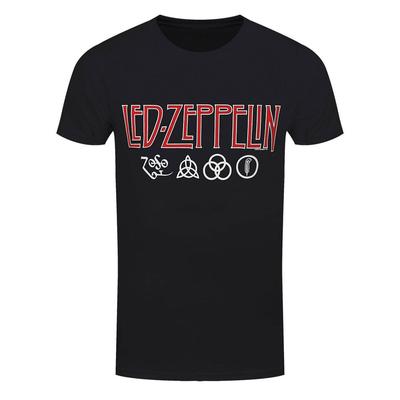 T-Shirt Led Zeppelin Loghi e Simboli Gruppo Rock Nuovo Nero Ufficiale