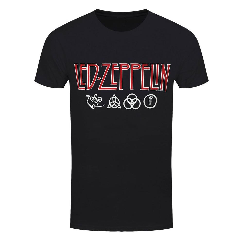 

Led Zeppelin T-Shirt Logos & Symbols Rock Band New Black Official L