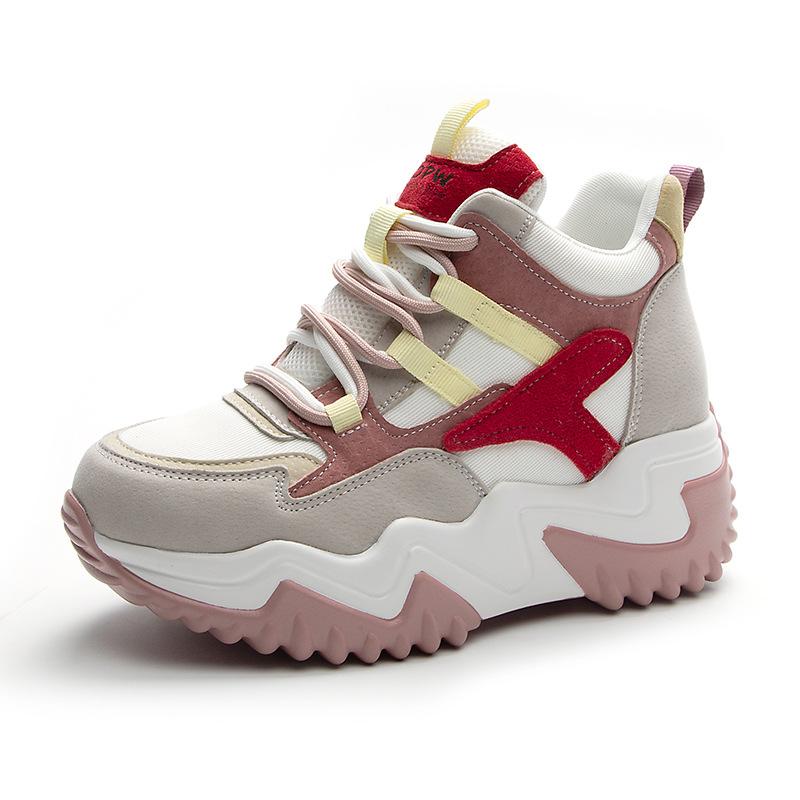Mattes Leder innenliegende höhenerhöhende Dad-Schuhe 2025 Herbst Plateau Damenschuhe vielseitige lässige Mode höhenerhöhende Sport-Dad-Schuhe