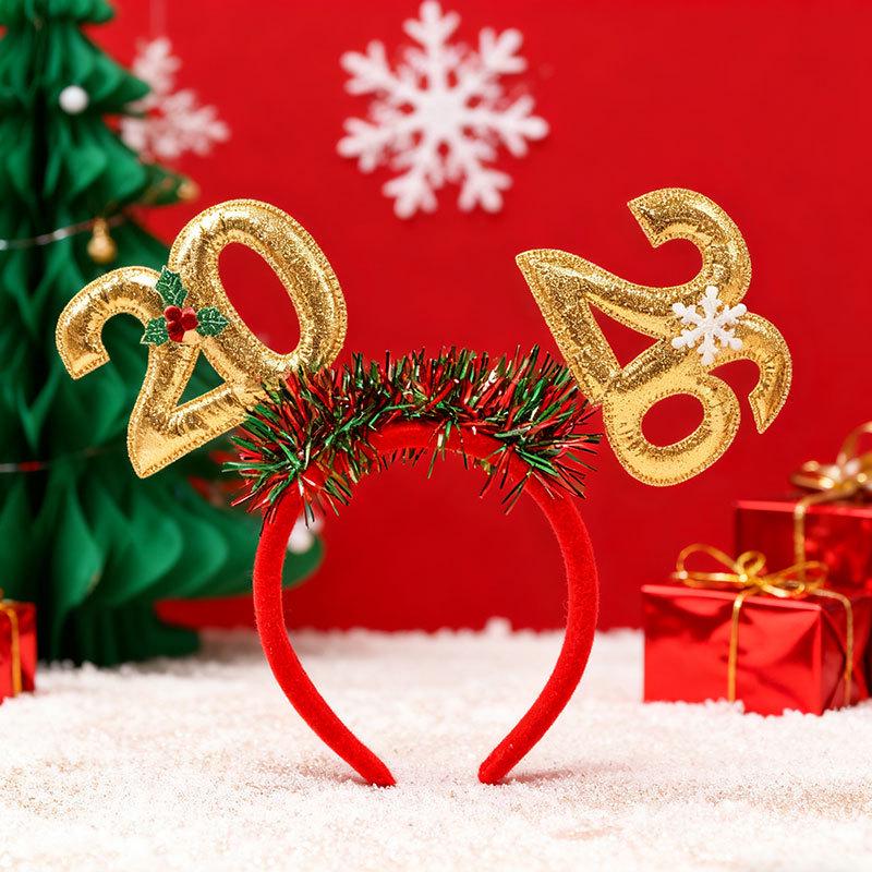 

Святковий тканинний обруч на голову до Нового 2026 року - різдвяний та новорічний реквізит для фотографій