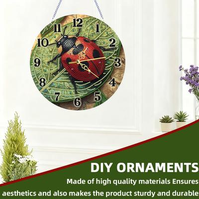 2D Flat DIY Acrylic Diamond Painting Ornament with Clock Function 23.8x23.8cm Clock Diamond Art Hanging Kit for Home Wall Decor