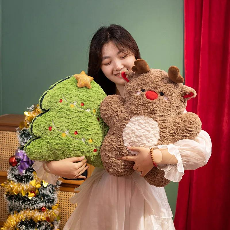 45cm Christmas Plush Doll Tree House Socks Snowman Stuffed Plush Toy Animal Doll Children Halloween Christmas Gift