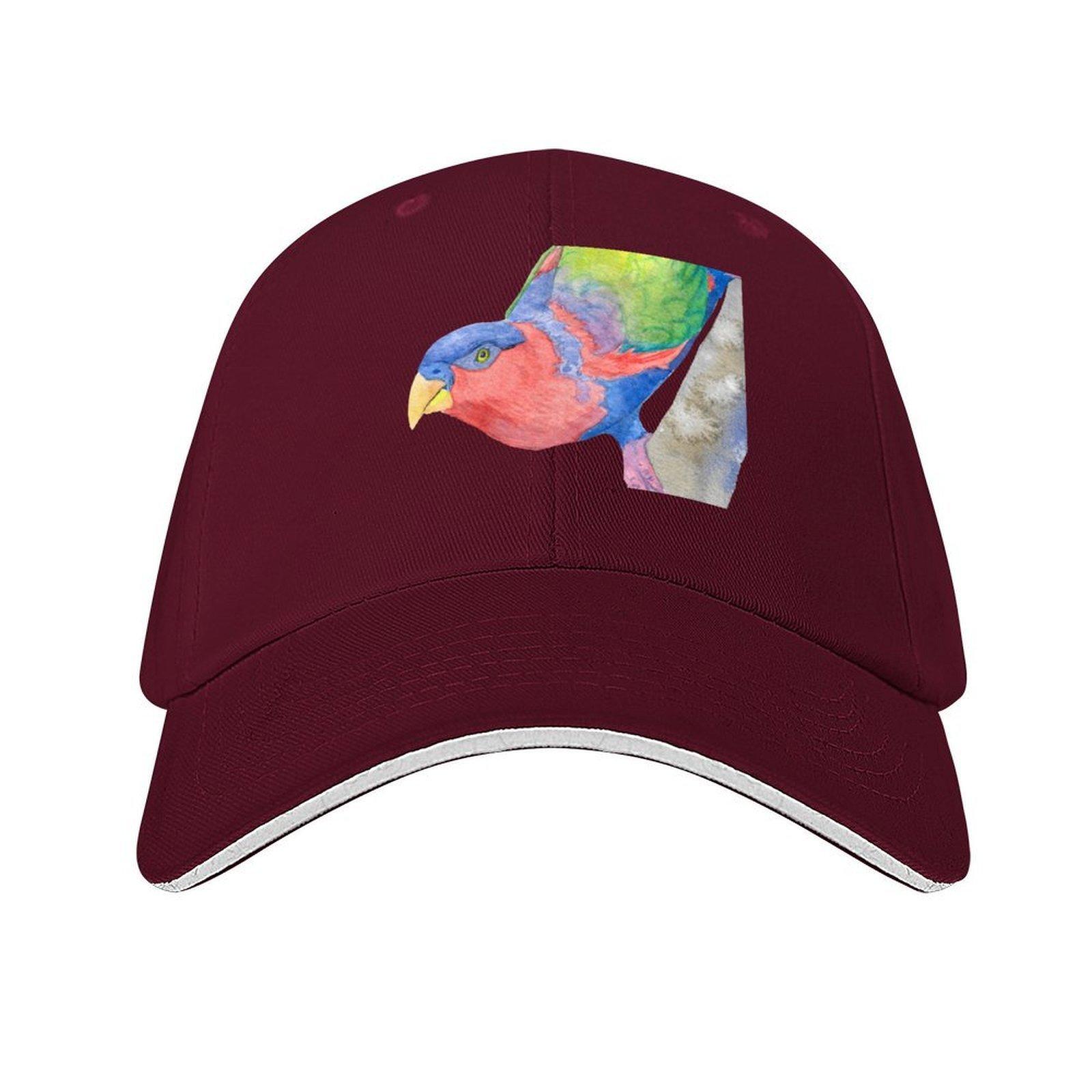 

blackcapped lory (Lorius lory) watercolor portrait Baseball Cap Beach Snapback Cap fishing hat Golf Wear Golf Women Unisexs
