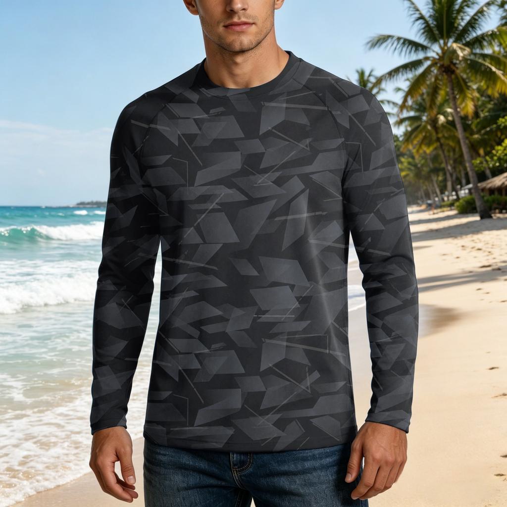 Men's UPF50+ Sun Protection Long Sleeve Shirt Stretch Outdoor Sports Performance Top Lightweight Breathable Fabric