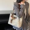Cartoon Bear Print Shoulder Bags for Women Large Capacity Ladies Casual Tote Bag Vintage Portable Student Class Book Handbags