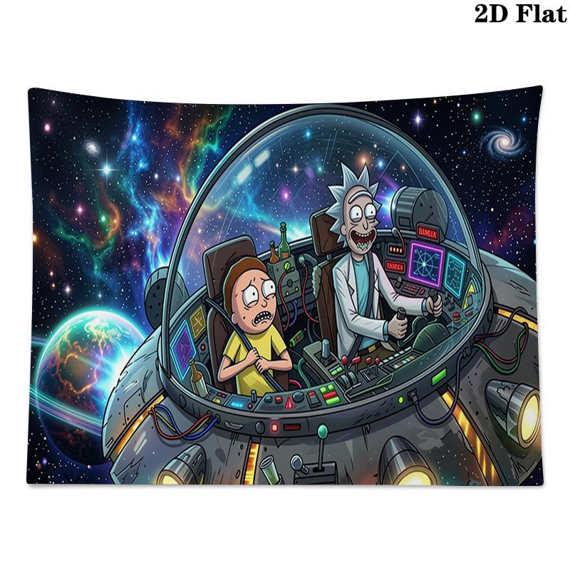 Rick y morty Wall Tapestry Aesthetic Wall Hanging Printed Fabric Blanket Decorative Tapestries for Bedroom Living Room Home Decor