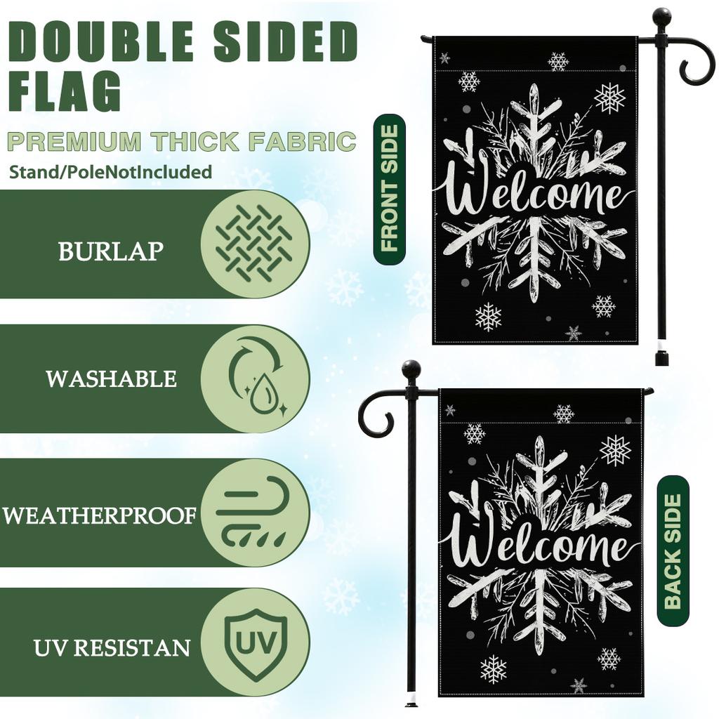 Christmas snowflakesGarden Flag 12x18 Inch Double Sided for Courtyard Outdoor Welcome Flag Decoration (Excluding flagpole)