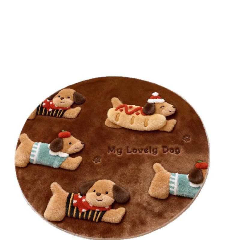 3D Fluffy Cartoon Round Carpet - Thickened, Non-Slip, Easy-to-Clean Imitation Cashmere Rug for Bedroom & Living Room