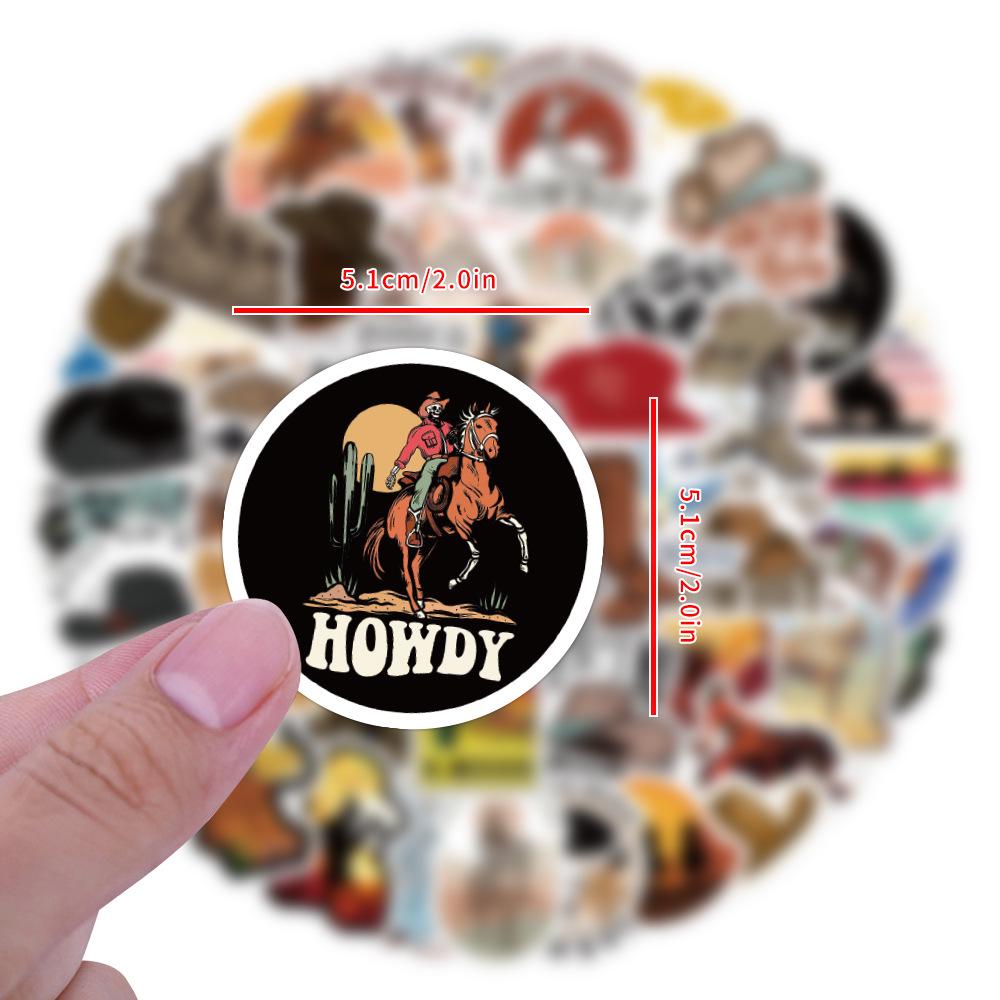 60 Cowboy Cartoon Stickers: Western-themed, waterproof decals for journals, water bottles, and laptops.