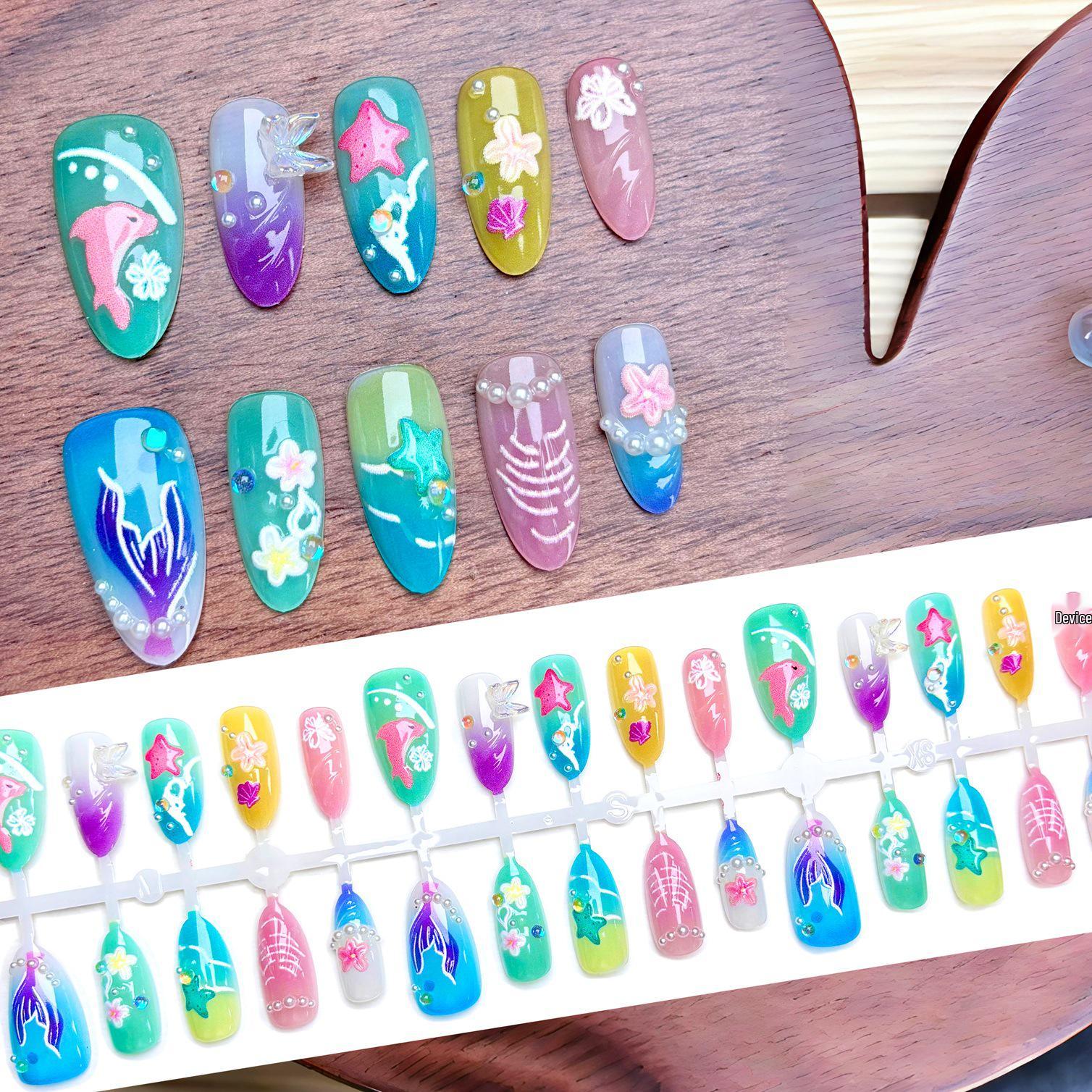 

Niche Dopamine Island Dolphin 3D Floral Summer y2k Wearable Nail Art Patches