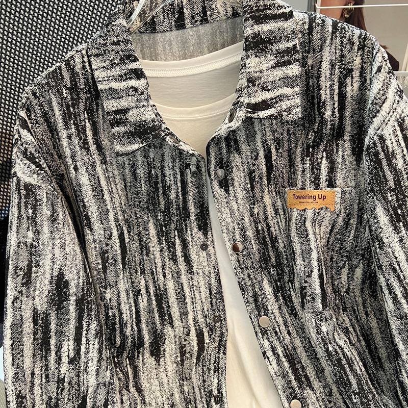 Spring and Autumn New Men's Tie-Dye Loose Casual Long Sleeve Shirt